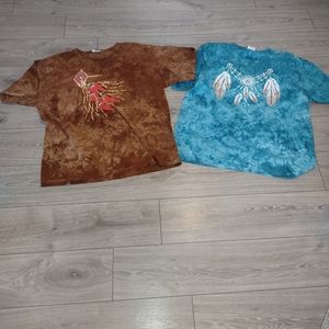 VINTAGE 80s native art shirts x 2